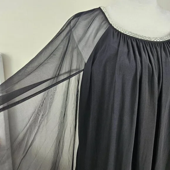 R&M Richards Womens Elegant Dress Plus 20W Black Sheer Capelet Evening Cocktail - Picture 12 of 16